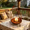 Nuevo Portavelas Vintage Tipo Jaula de Pájaros de Amazon, Decoración de Ambiente para Mesa de Comedor en Casa, Soporte de Velas de Hierro Forjado con Acabado Envejecido