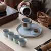 Juego de Té Portátil de Viaje Horno Ru Juego de Té para Exterior Una Tetera Dos Cuatro Tazas Tetera Portátil Taza Rápida Regalo