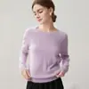Suéter de Punto de Cachemira con Cuello Redondo para Mujer 2026, Color Sólido, Suéter de Manga Larga Cálido, Nueva Camiseta Básica Suave y Acogedora de Otoño/Invierno