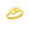 Anillo femenino de doble corazón al por mayor de fábrica tienda de oro 1:1 anillo de amor abierto para mujer de moda japonesa y coreana bañado en oro de cobre al por mayor