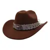 Aliexpress Amazon Nuevo Estilo Étnico Sombrero de Jazz Sombrero de Lana Sombrero de Ala Ancha Sombrero de Vaquero Occidental Yzd058