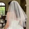 Véu de Pérola para Noiva Simples Dupla Camada Pente de Cabelo Branco Atacado Adorno de Cabeça para Vestido de Casamento