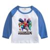 Camiseta de manga comprida para meninos Primavera e Outono nova infantil costurada camisa base infantil inverno algodão gola redonda shirt moda