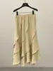 Falda Asimétrica de Volantes Estilo Coreano Simple Fone para Mujer Nueva de Primavera Cintura Elástica Falda Fluida de Corte A 59229