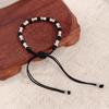Pulsera Ajustable de Bambú Tejida a Mano Simple Negra y Roja Guofeng Vintage Bendición Ascendente Cuerda de Mano para Hombre y Mujer