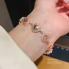 Pulsera Redonda de Zirconia Oro Rosa Real, Sensación de Lujo Ligero y Gama Alta, Sencilla, Moderna y Exquisita, Versátil para el Trabajo, Joyería para Mujer