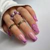 Arte de uñas de verano con textura escarchada, leche fresca, uva de mar vista, arte de uñas cuadrado de longitud media, estilo usable, piezas de uñas
