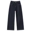Nova Coleção Primavera 2025 Calça Jeans Wide Leg Azul Tanino Feminina Calça Feminina Solta Calça Reta Calças Azul Escuro Calças