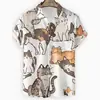 Camisa Casual Floral Estampada Digital Transfronteiriça Personalizada pelo Fabricante Camisa Havaiana de Manga Curta com Gola para Homens