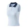 Camisa polo esportiva para yoga, camisa de tênis sem mangas com meio zíper, sem costura com bojo fixo embutido, colete esportivo para fitness