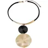 Collar Colgante de Pastel Redondo Doble con Textura Exagerada Transfronterizo Nuevo para Mujer Cadena de Cuerda con Placa Redonda Geométrica de Textura Metálica Venta al por Mayor