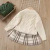 Dropshipping Otoño 2024 Nuevo Conjunto de Dos Piezas de Suéter para Niñas Casual Conjunto de Falda con Suéter de Dibujos Animados