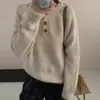 Suéter Feminino Macio Gola Redonda 2026 Feminino Outono Inverno Versátil Estilo Suave Solto Camada Interna Roupa Externa Estilo Preguiçoso Malharia