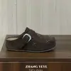 Sandalias Birkenstock slip-on retro de suela gruesa con pequeños diamantes de imitación, versátiles para mujer, nuevo modelo de principios de otoño, de nicho y discretas, casuales y con estilo