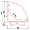 Carcasa de Luz Lineal LED Canaleta de Aluminio Ventilador en Forma de Ángulo Recto Gabinete Luz de Esquina de 90 Grados Kit de Canaleta Canaleta para Tira de Luz Montada en Superficie