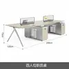 Conjunto de mesa e armário estilo minimalista para escritório de equipe para quatro ou seis pessoas com divisórias de tela e combinação de mesa e cadeira para computador