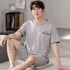 Pijama fresco para hombre, verano, modal, manga corta, shorts, ropa de casa, verano para hombre, fino, seda de hielo, traje, venta al por mayor