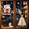Pegatinas Navideñas Transfronterizas Muñeco de Nieve Reno Copo de Nieve Pegatinas para Ventana Decoración de Atmósfera Navideña Papá Noel Casa de Nieve Pegatinas Estáticas para Vidrio