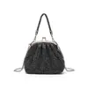Bolso de Noche Popular Transfronterizo Brillante de Pedrería Completa con Clip Metálico Portátil Cadena Cruzada Bolso Nube para Mujer