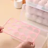 Caixa de Ovos para Geladeira com 15 Compartimentos para Cozinha Doméstica, Recipiente Portátil para Armazenamento de Alimentos, Caixa Transparente para Bandeja de Ovos Atacado