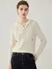 Suéter de punto simple de color liso para mujer, con capucha, de cachemir, para otoño e invierno, prenda básica, de media botonadura, moda casual