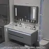 Conjunto de gabinete de banheiro com cuba de pedra banhada a ouro, lavatório integrado estilo creme inteligente para lavar o rosto e uso no banheiro
