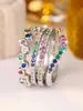 Conjunto de Anéis Empilháveis Coloridos de Zircônia da Moda, Conjunto de Anéis Finos de Vários Estilos Mistos de Quatro Peças