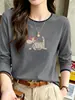 Camiseta de algodão puro de manga longa estilo novo 2026, falsa de duas peças para mulheres, moda ins versátil, top base branco que rejuvenesce para o outono
