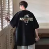 Camiseta de Algodão Estampada Estilo Americano Café Verão 2026 Nova Marca Tendência Solta Casual Manga Curta Roupas Masculinas