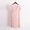 Camisola Modal de Manga Curta para Primavera e Verão com Bojo Pijama Sem Sutiã Peça Única para Casa Vestido Longo