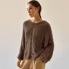 Colección europea y americana transfronteriza otoño/invierno 2026: suéter casual de punto trenzado, ajuste relajado, imitación de visón para mujer