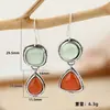 Brincos Estilo Étnico Boêmio Mais Vendidos de Luo Chen com Design Assimétrico Geométrico e Ganchos de Orelha com Pedra Natural Imitação