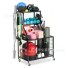 Rack de Armazenamento de Equipamentos Esportivos Rack para Armazenar Tapete de Yoga Bola de Basquete Halteres Rolo de Espuma Rack Móvel para Esportes Academia