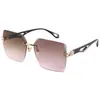 Nuevas Gafas de Sol Sin Marco para Hombre Europeas y Americanas Metal Cortado Transfronterizas Cuadradas Elegantes Y2K Gafas de Sol al por Mayor para Mujer al por Mayor