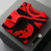 Suéter de Lã 100% Puro Novo para Primavera e Outono Masculino Gola Redonda Jacquard Espessado Suéter Solto Casual Tricotado Combinando Cores Camisa Base