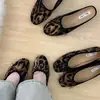 Zapatos Planos de Ante con Estampado de Leopardo Estilo Francés para Mujer, Nuevos Mocasines Ballet con Lazo para Primavera y Otoño 2026