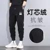 Calças Masculinas Nova Moda Outono e Inverno Forradas com Lã Espessadas de Veludo Cotelê Calças de Moletom Perna Larga Esportivas Harlan Casuais