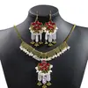 Conjunto de Joias de Cristal Estilo Boêmio Transfronteiriço Moda Retrô Étnico Conjunto de Colar e Brincos com Pingente de Pedra