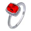 Desejo Hot Selling Multicolor Color Treasure Ring Europeu e Americano Comércio Exterior Clássico Quadrado Anel de Noivado com Diamante Banhado a Prata 925 Joias para as Mãos