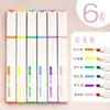 Deli Resaltador de Color Macaron de 6 Colores Fila Ligera Oficina Estudiante Universal Varilla Redonda Llamativo Marcador Clave