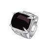 Dominante anillo cuadrado para hombre de calcedonia verde emperador, anillo de ágata verde, ajustable, retro, anillo de jade verde