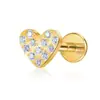 Aretes de Aleación de Titanio Joyería para Mujeres, Clásico y Exquisito Corazón Lleno de Diamantes Incrustados con Circonitas, Piercings Corporales Labiales, Piercings de Lengua y Aretes