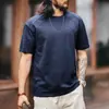 Nueva Camiseta de Algodón Pesado con Textura Estilo Americano para Hombre, Manga Corta, Nueva de Primavera y Otoño para Hombre, Cuello Redondo Holgado Bordado