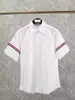 22 anos primavera e verão TB Oxford manga longa carcela fita dupla braçadeira camisa branca camisa de manga curta