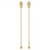 Pendientes Elegantes de Hilo para Oreja Estilo Coreano Estilo Ins Modelo Nuevo Incrustados con Diamantes Patrón de Espina de Pez Nube Acero de Titanio Chapado en Oro de 24K con Cierre de Rosca