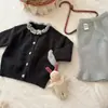 Conjunto de suéter timo para niñas, nueva colección de otoño 2026, dulce conjunto de dos piezas, conjunto de punto con encaje para niña pequeña, elegante y moderno
