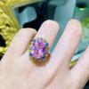 Elegante de alta qualidade jóias fita flor de cerejeira rosa diamante pingente de água-marinha brincos anel de diamante de alto carbono conjunto para as mulheres