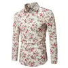 Nueva Camisa Casual de Moda para Hombre de Amazon Multi-Color Floral Moda Casual Delgado Solapa Manga Larga para Hombre