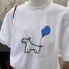Camiseta Estampada Casual e Versátil de Gola Redonda e Manga Curta para Mulheres Verão 2025 Novo Design Nicho Solta que Cobre o Corpo
