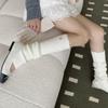 Calcetines de Lana Grises Gruesos de Punto Grueso para Otoño e Invierno, Estilo Han para Mujer, Hebilla de Concha Cosida a Mano, Calcetines Apilados con Lazo, Caña Alta